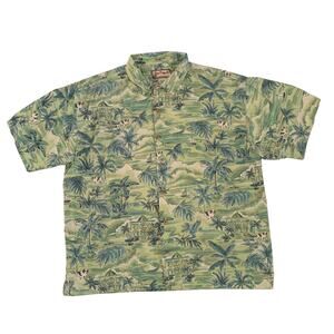 Big Dogs Men's Size XL Short Sleeve Button Up Loop Collar Silk Hawaiian Shirt